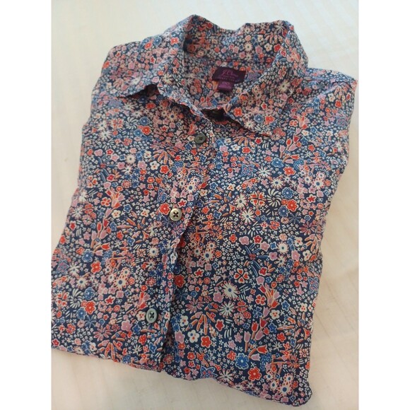 J. Crew x Liberty Fabric cotton floral buttondown blouse shirt womens 00 preppy - Picture 1 of 9
